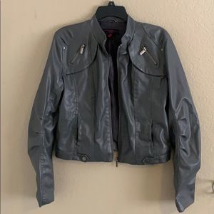 New Look Grey Faux Leather Moto Jacket